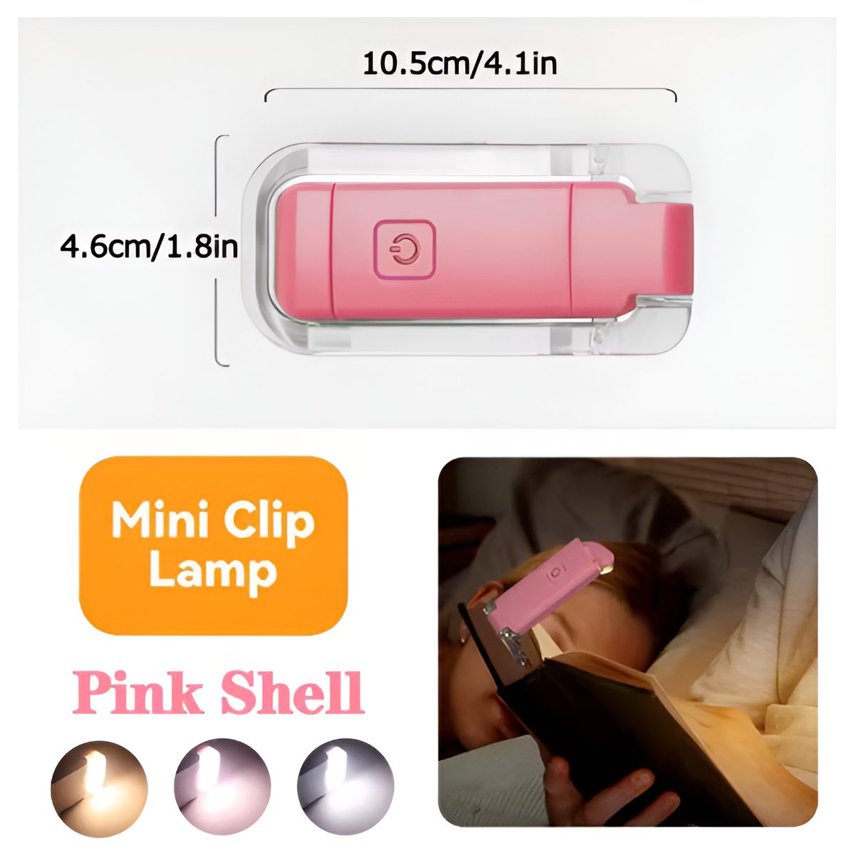 Mini Book Light LED USB Rechargeable Reading Lamp Clip-On Eye Protection