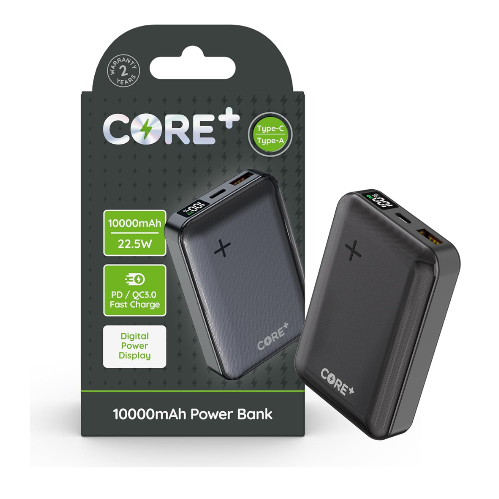CORE+ 10000mAh Power Bank | USB-C Fast Charger with PD & Digital Display Mobile Arcade Ltd