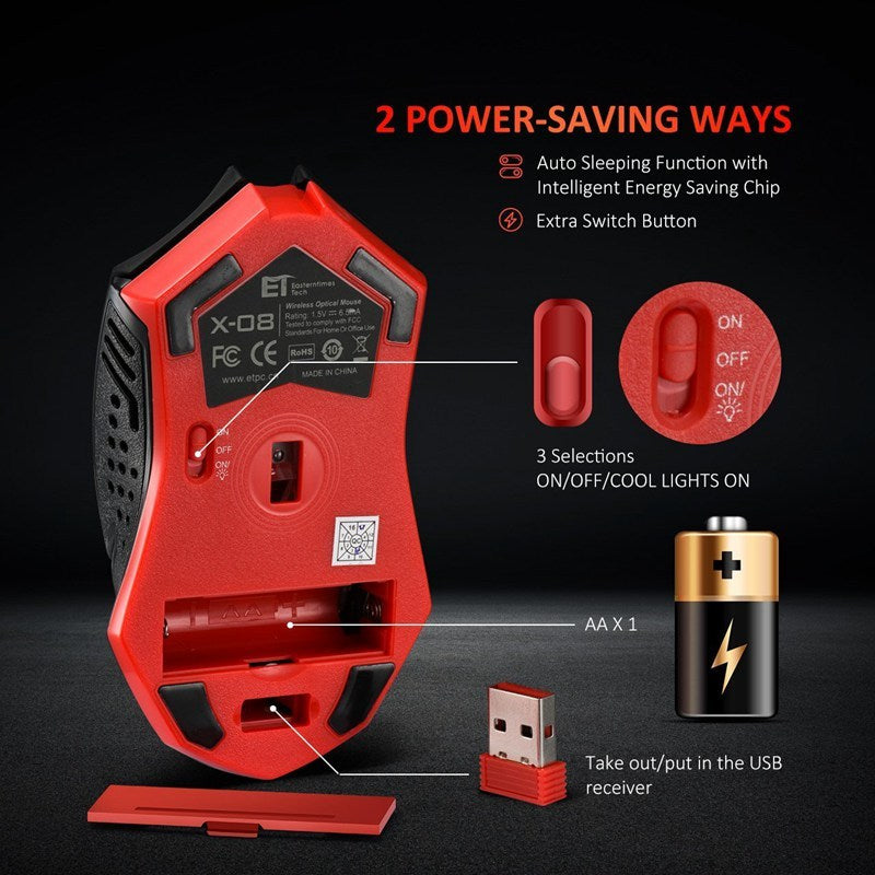 Power-Saving Silent Luminous Wireless Mouse Mobile Arcade Ltd