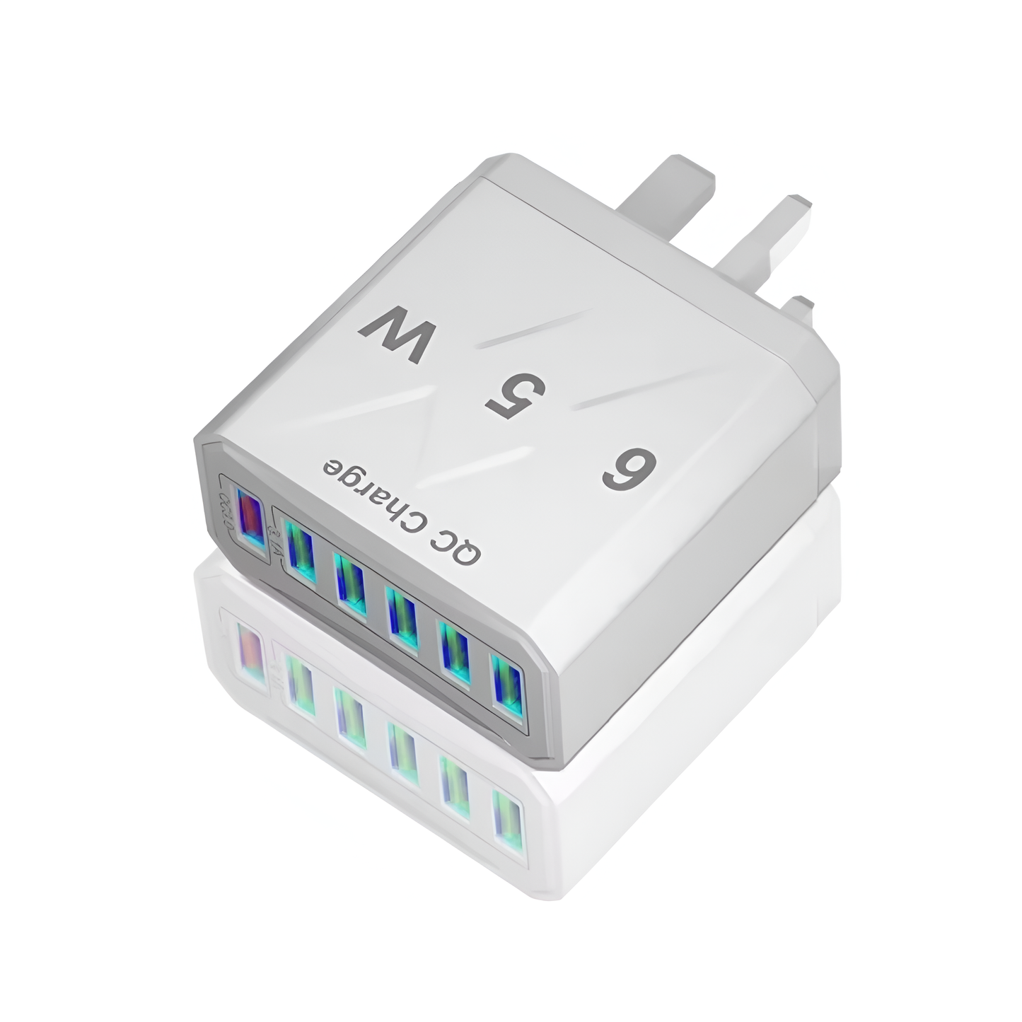 65W 6-Port USB Fast Charger QC3.0 Adapter for iPhone, Samsung, Xiaomi, UK Plug Mobile Arcade Ltd