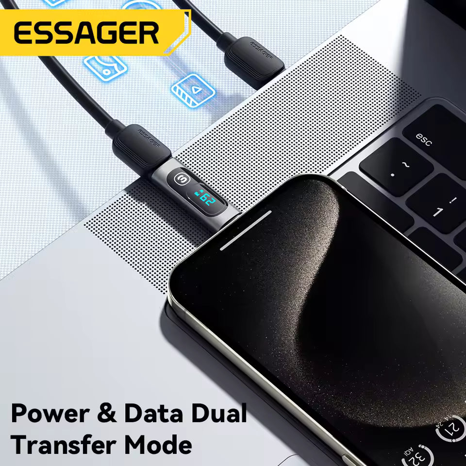 Essager 240W USB-C Adapter with Digital Display, OTG, 100W PD – Type-C to C Mobile Arcade Ltd