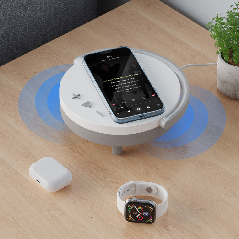 4 in 1 Wireless Charger with Speaker, LED Light & Phone Holder, 15W Mobile Arcade Ltd