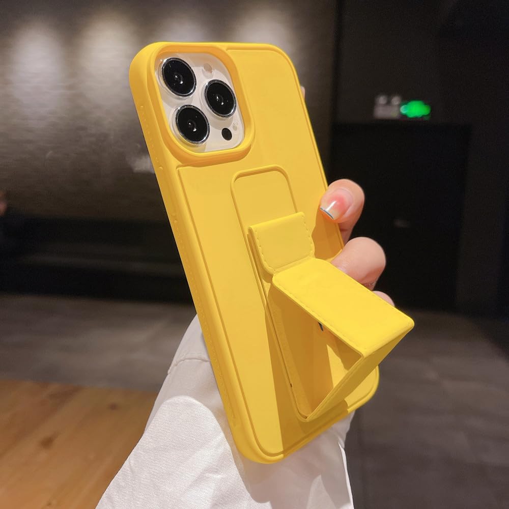 Magnetic Strap Phone Case For iPhone 14 Shockproof Stand Cover Yellow Mobile Arcade Ltd