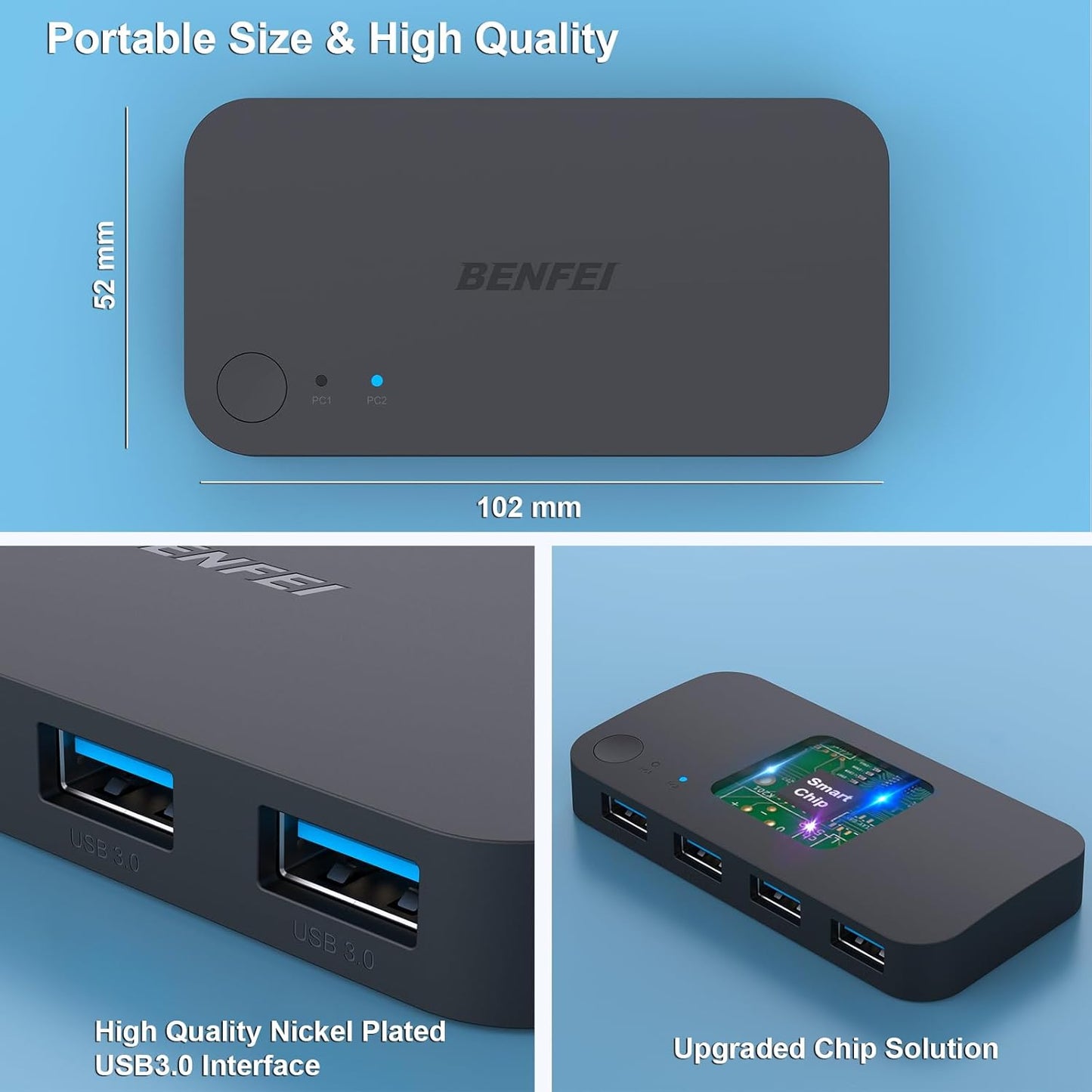 BENFEI USB 3.0 Switch 2 Computers Share 4 USB Devices Mouse Keyboard Printer Mobile Arcade Ltd