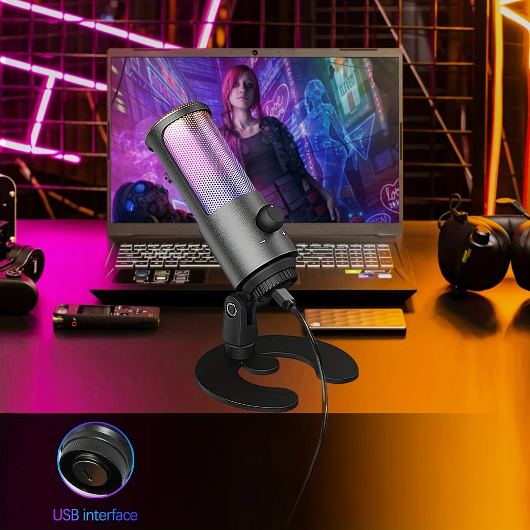 USB Gaming Microphone Kit for PC, PS4/PS5 | Condenser Cardioid Mic Set with RGB Lighting | Ideal for Streaming, Podcasting & Recording Mobile Arcade Ltd