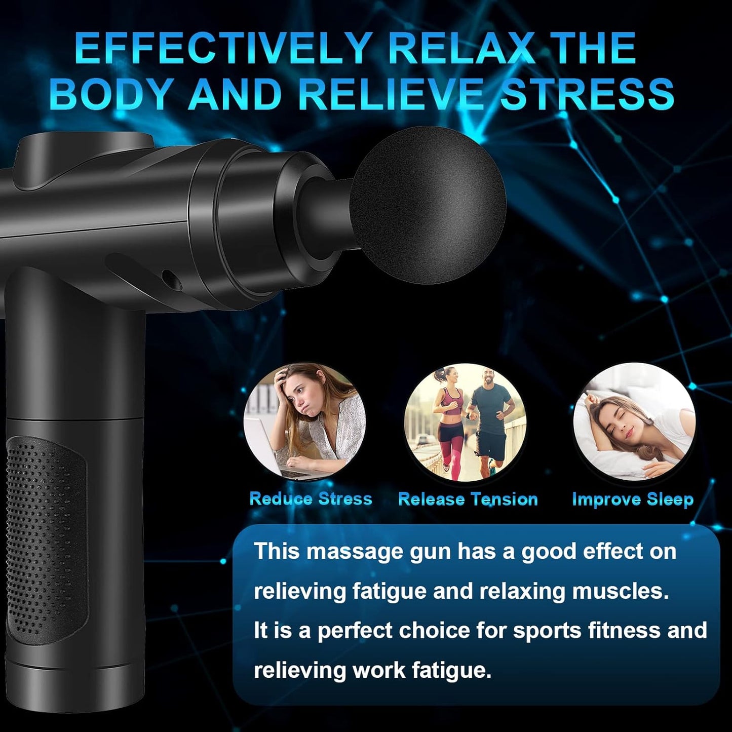 Deep Tissue Massage Gun – 30-Speed Muscle Massager with LCD & 10 Heads (Black) Mobile Arcade Ltd