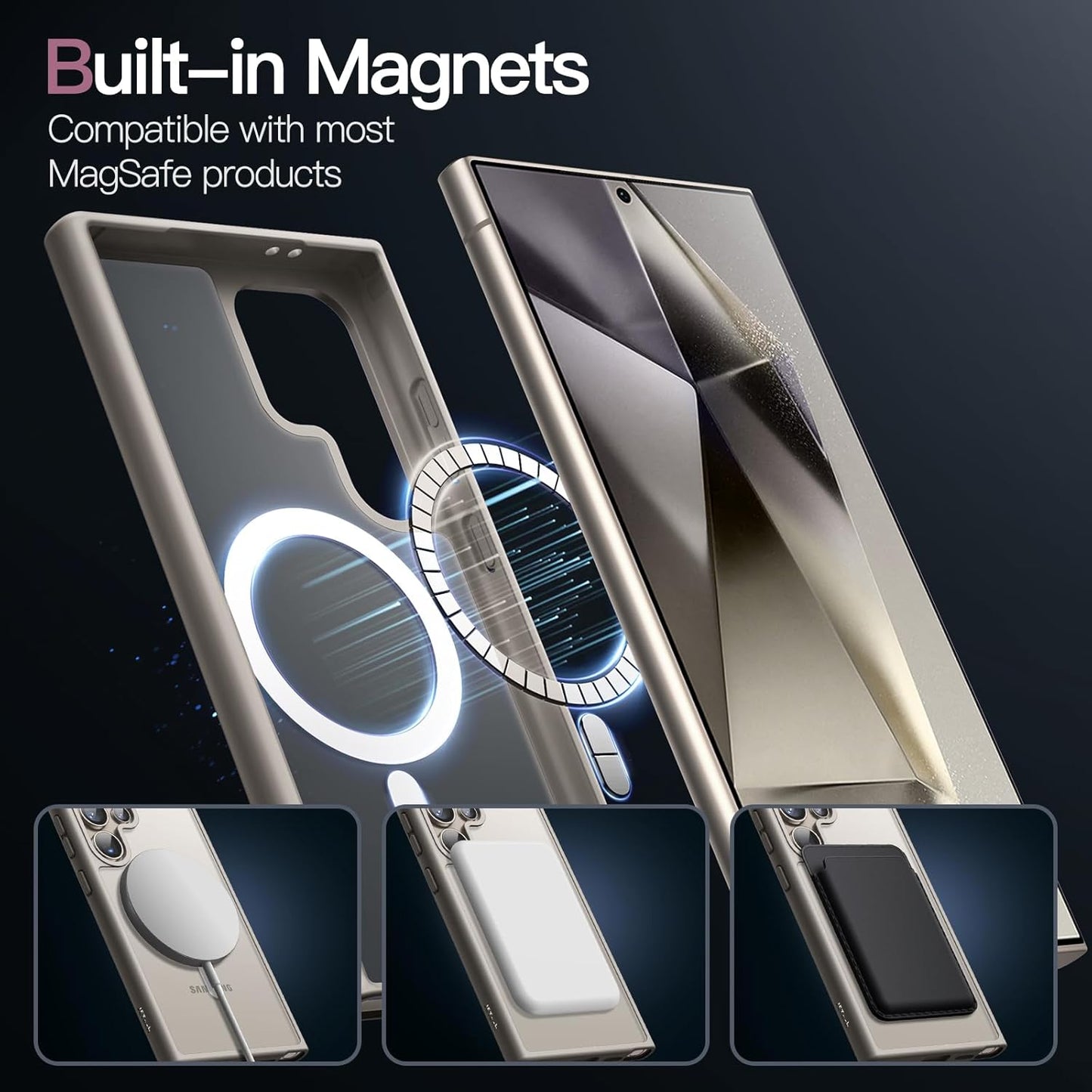 Galaxy S24 Ultra Case MagSafe Compatible Matte Shockproof Cover Titanium Grey Mobile Arcade Ltd