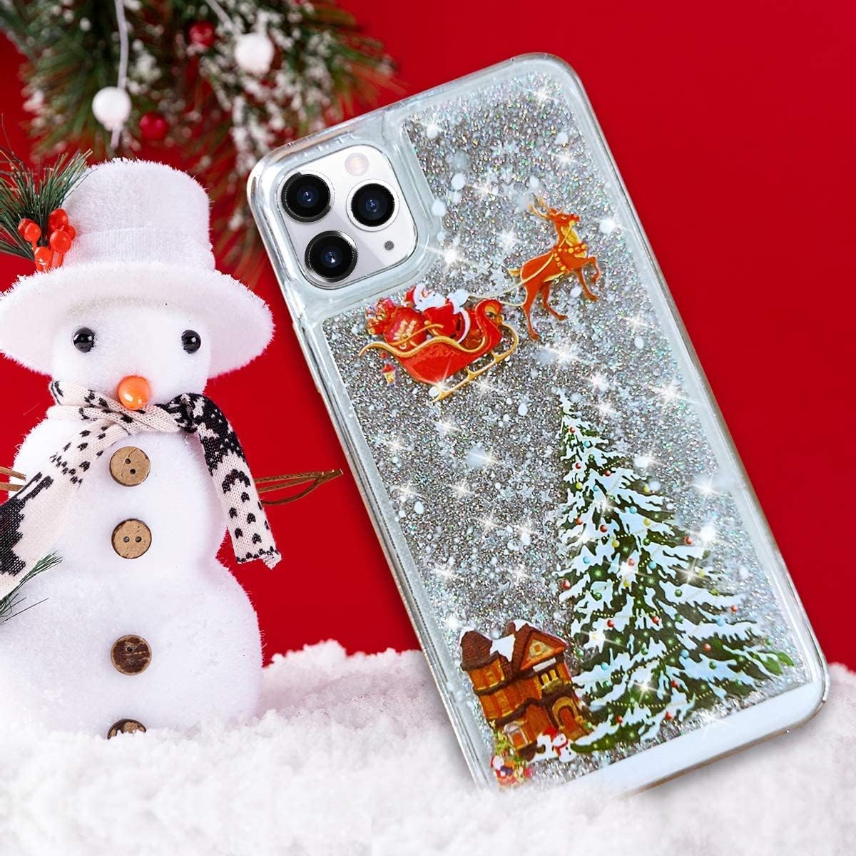 iPhone 13 Pro Glitter Liquid Case Silver Stars Clear Sparkly Shockproof Cover Mobile Arcade Ltd