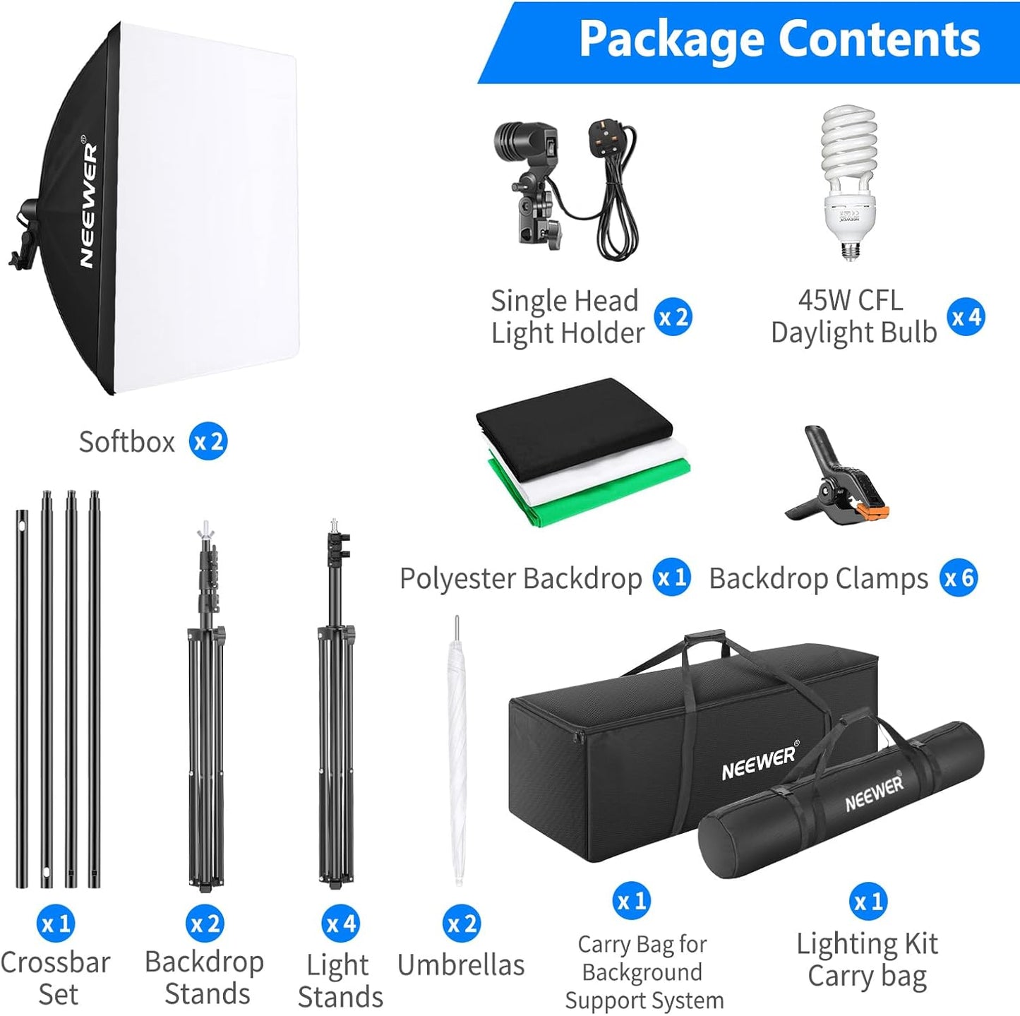 NEEWER Photography Lighting Kit – 8.5x10ft Backdrop Stand, LED Softbox, 800W Eq Mobile Arcade Ltd
