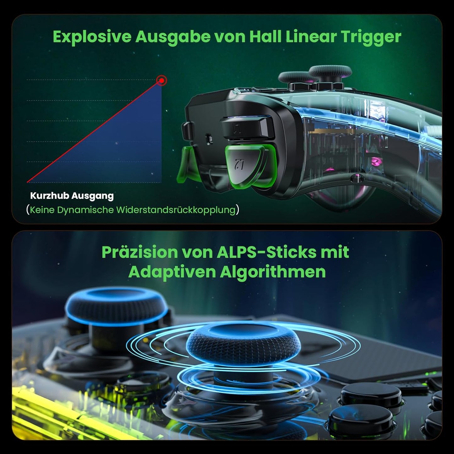 AUROCE Wireless PS4/PS3/PC Controller – RGB LED, ALPS Sticks, Turbo Mode Mobile Arcade Ltd