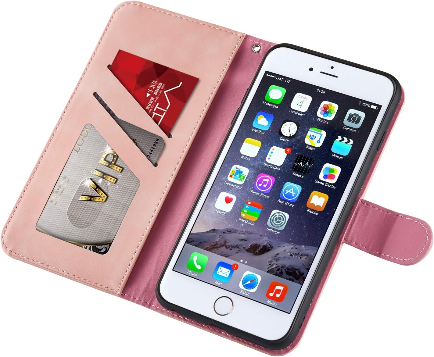 iPhone 8 Plus Wallet Case Pink Elephant Heart Flip Cover Stand Card Holder Mobile Arcade Ltd