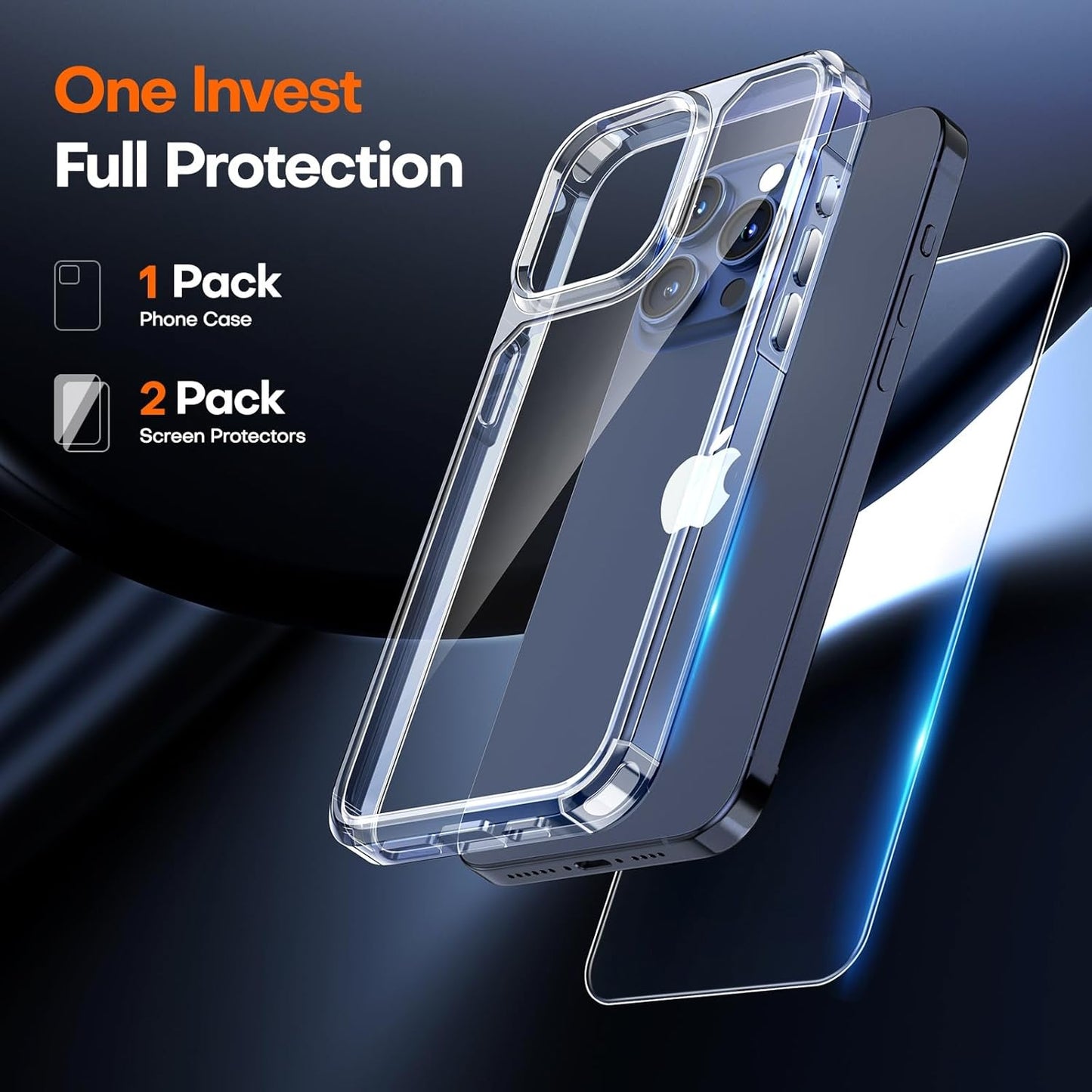 iPhone 15 Pro Max Case + 2X Screen Protectors Shockproof 12FT Clear Cover Mobile Arcade Ltd