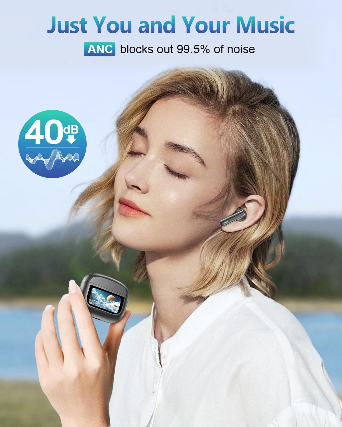 Wireless Earbuds, ANC+ENC, 40H Playtime, IPX7, Deep Bass, Touch, EQ, Black Mobile Arcade Ltd