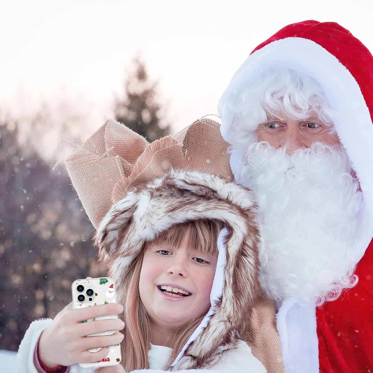 iPhone 15 Pro Xmas Case Cute Christmas Dolls Clear Slim Soft Shockproof Cover Mobile Arcade Ltd