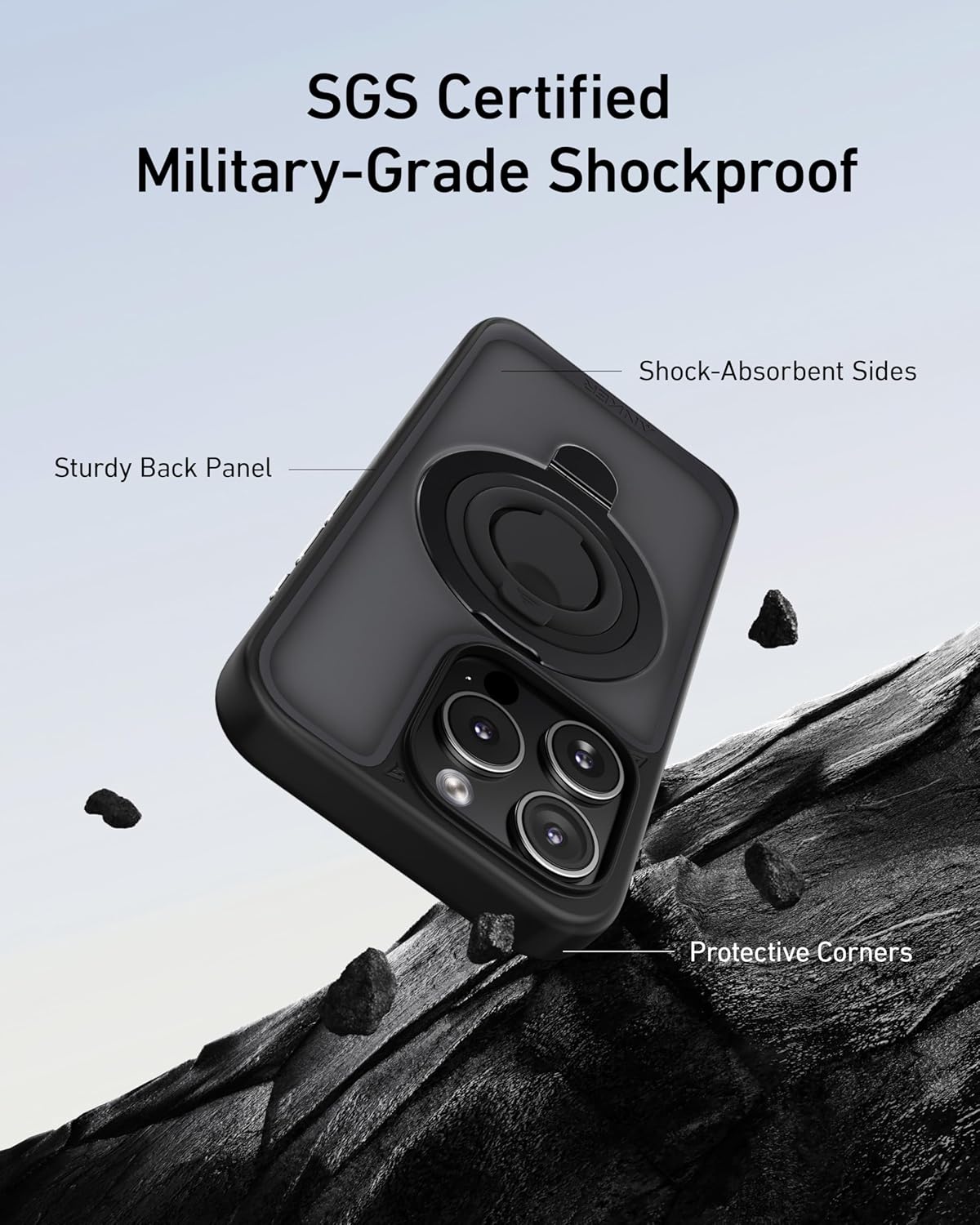 iPhone 14 MagSafe Case with 360° Ring Stand Shockproof Slim Cover Black Mobile Arcade Ltd