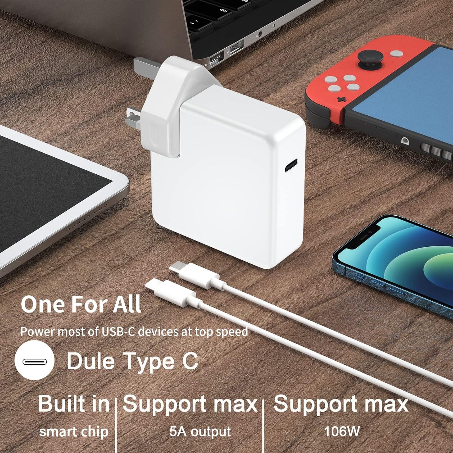 Tearplex 106W USB-C Fast Charger with 2M Cable for MacBook & USB-C Devices Mobile Arcade Ltd
