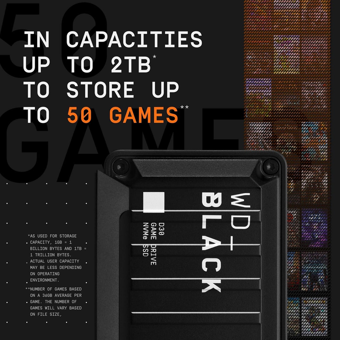 WD_BLACK D30 2TB Game Drive SSD for Xbox | 900MB/s, Portable External Storage Mobile Arcade Ltd