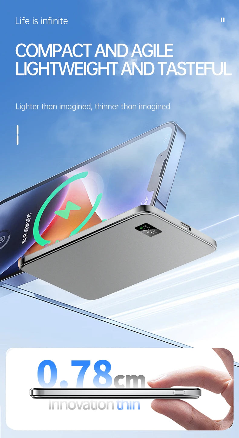 Ultra-Thin MagSafe Power Bank 15W Wireless Fast Charger w/ LED Display Mobile Arcade Ltd