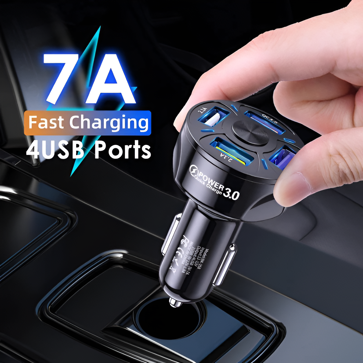 Fast Charge 4-Port Car Charger – One-for-Four Mobile Phone Charger for Cars Mobile Arcade Ltd