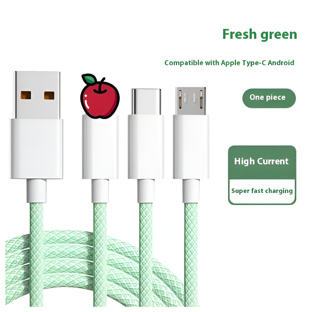3-in-1 Fast Charging Cable 6A – Lightning, Micro USB & Type-C, Nylon Braided Mobile Arcade Ltd