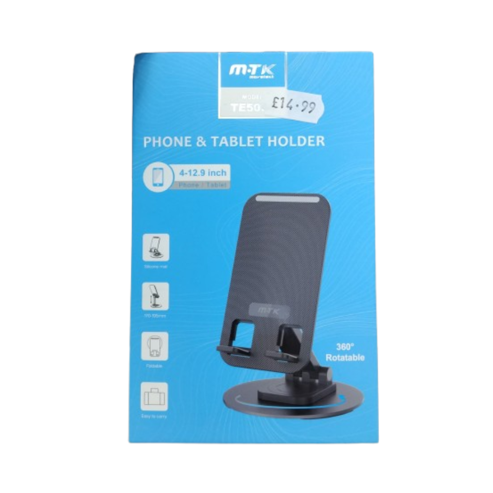 MTK Portable Black Mobile Stand – Anti‑Slip, Height & Angle Adjustable Holder Mobile Arcade Ltd