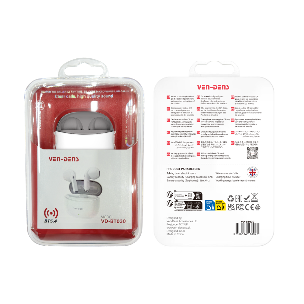 Ven-Dens TWS Bluetooth 5.4 Earbuds – True Wireless Stereo BT030 Mobile Arcade Ltd