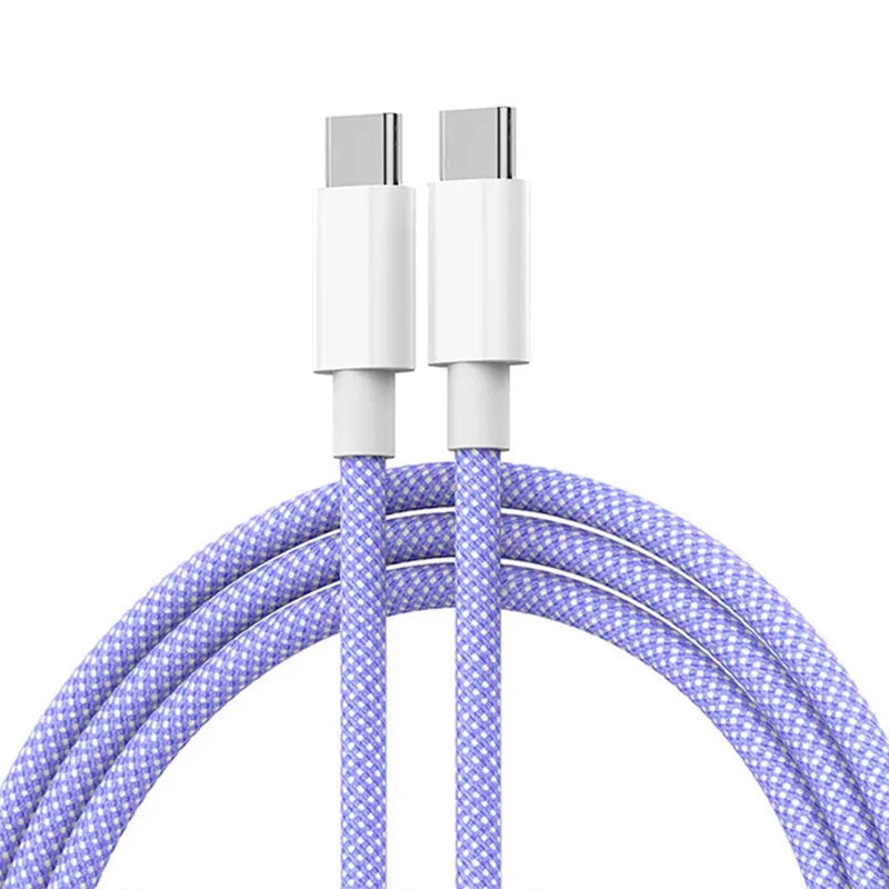 USB-C to USB-C 60W PD Fast Charging Cable – Braided Type-C Charger Lead Mobile Arcade Ltd