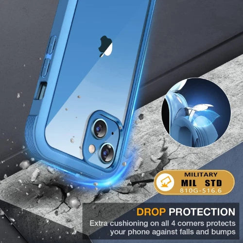 Aqua Blue Full Body Case for iPhone 13 | Built-in Glass Screen Protector 6.1 Inc Mobile Arcade Ltd