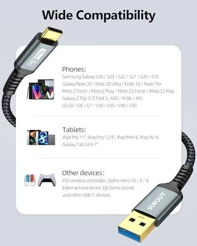 USB C to USB 3.1gen 2 Cable Short Type C to USB 3.1 10Gbps Data Cord - 3A, 0.3M Mobile Arcade Ltd