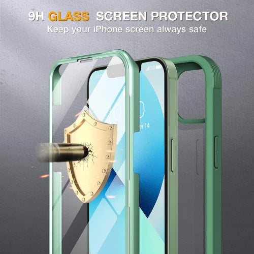 Acacia Green Full Body Case for iPhone 13 | Built-in Glass Screen Protector 6.1. Mobile Arcade Ltd