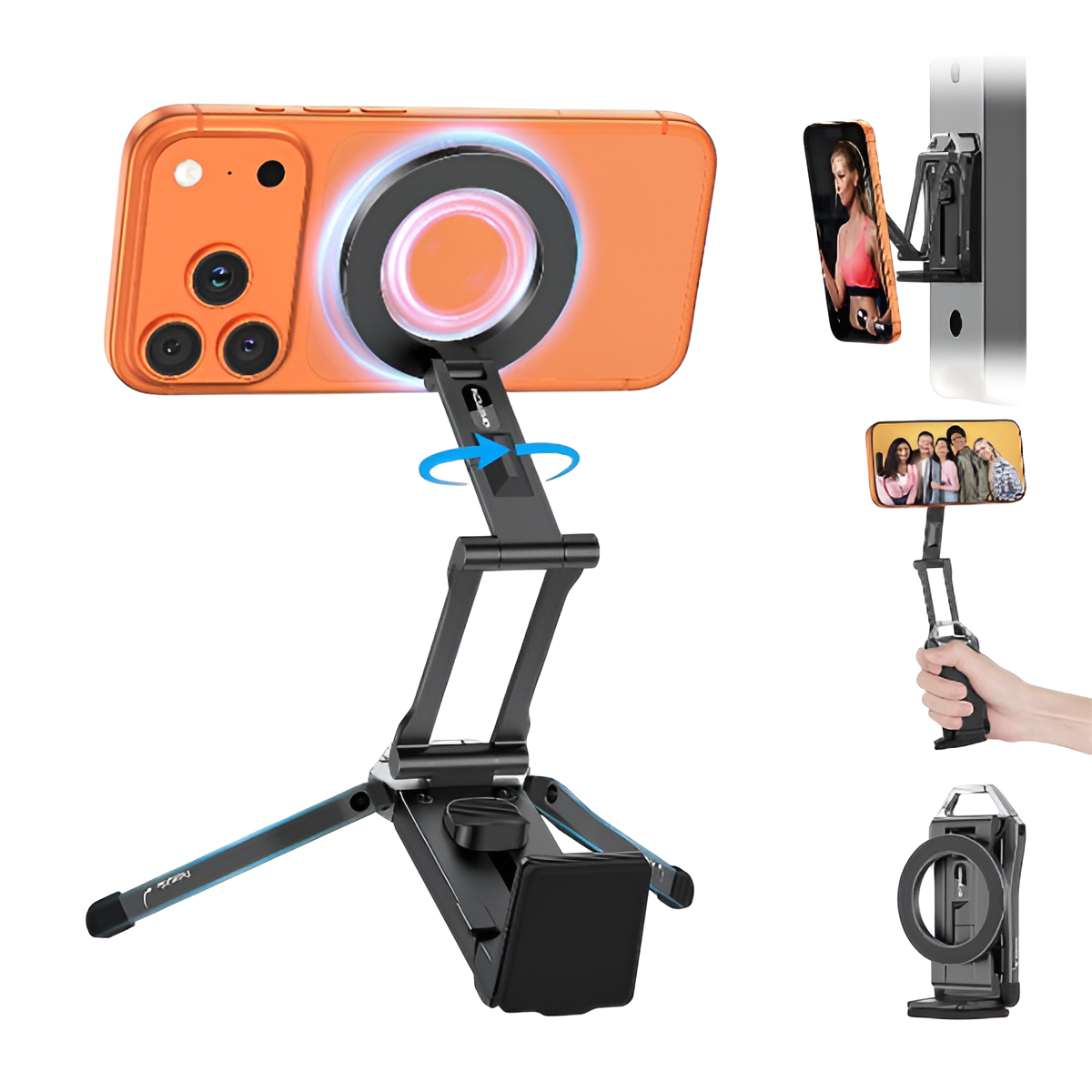 OMOTON Aluminium Magnetic Phone Tripod – 360° Rotating MagSafe Travel Mount