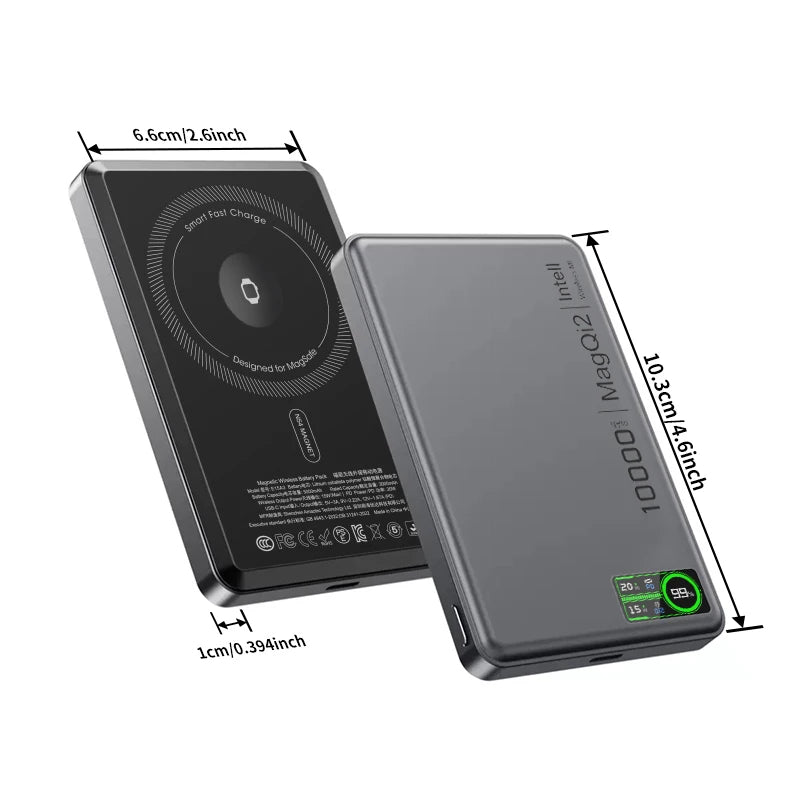 10000mAh Ultra Thin 3-in-1 Magnetic Wireless Power Bank w/ 20W USB-C Fast Mobile Arcade Ltd