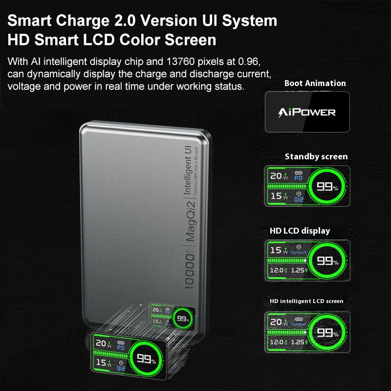 10000mAh Ultra Thin 3-in-1 Magnetic Wireless Power Bank w/ 20W USB-C Fast Mobile Arcade Ltd
