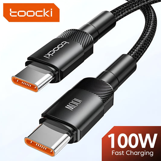 PD 100W Type C to USB C Cable Black 3.0 Quick Charge 4.0 Fast Charging 3M