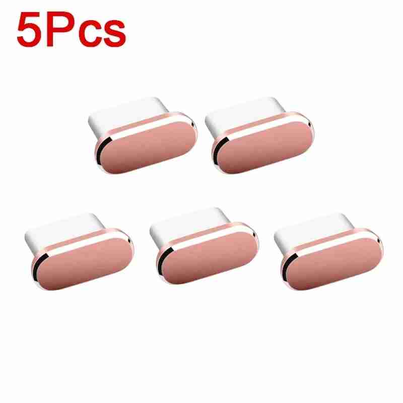 5PCS Type-C Metal Dust Plugs | Universal Charging Port Anti-Dust Stoppers Mobile Arcade Ltd