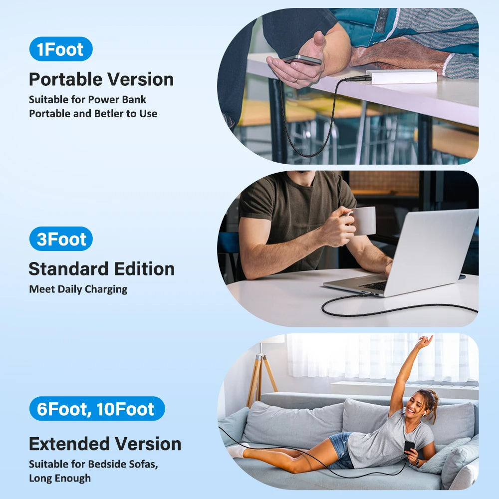 100W USB-C to USB-C Cable 5A PD Fast Charger Cord 180° for MacBook & More Mobile Arcade Ltd