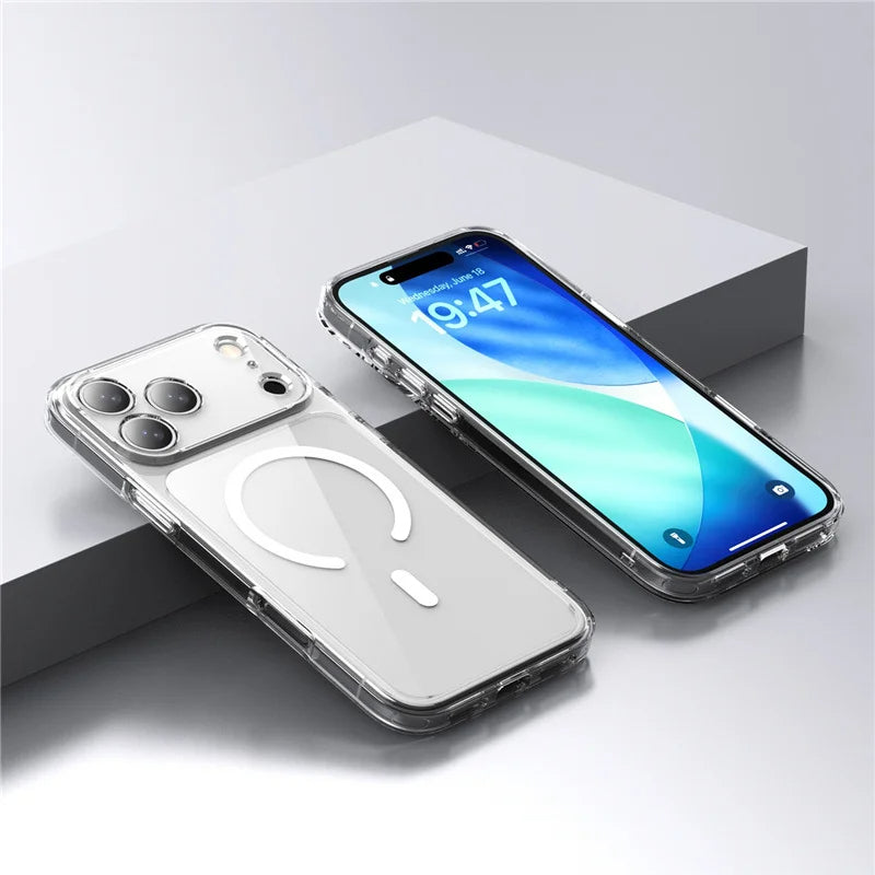 Luxury Clear MagSafe Case for iPhone 17, Shockproof Hard Wireless Cover Mobile Arcade Ltd