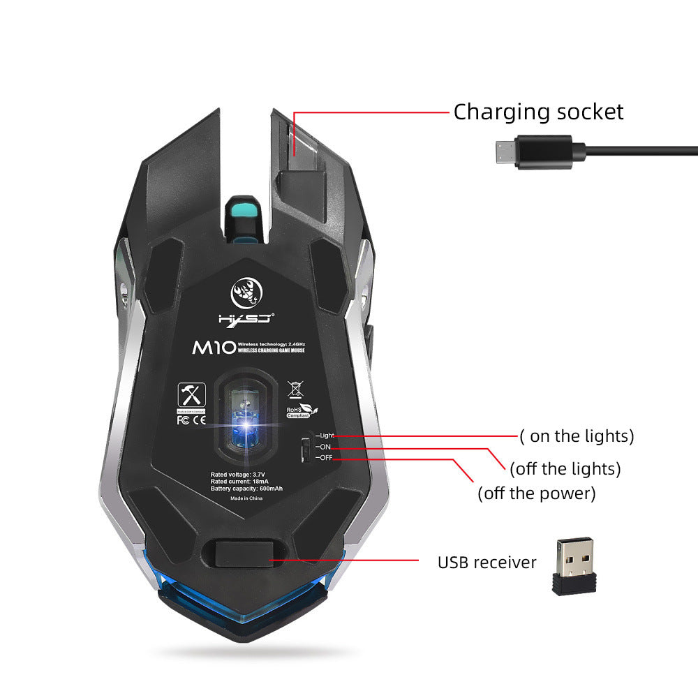 HXSJ new wireless mouse 2.4GPI gaming mouse glowing mouse Mobile Arcade Ltd