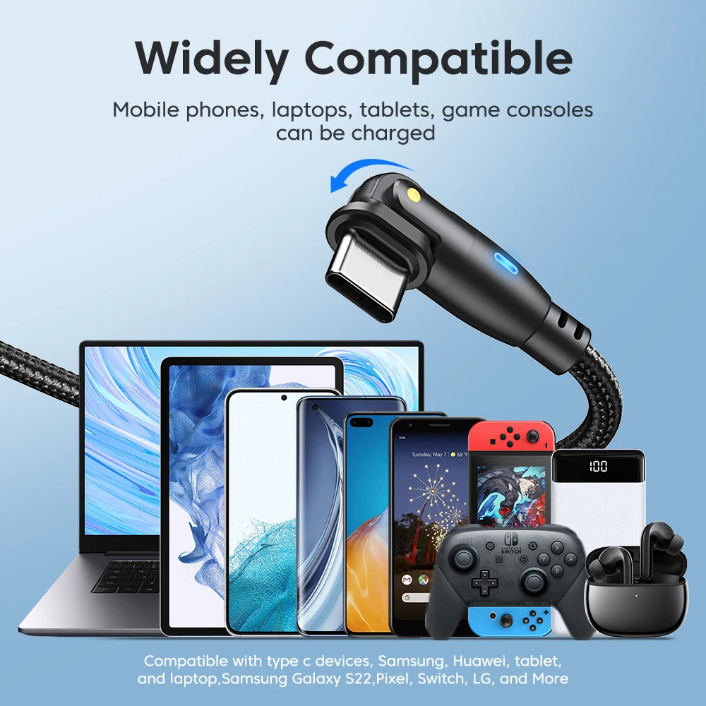100W USB-C to USB-C Cable 5A PD Fast Charger Cord 180° for MacBook & More Mobile Arcade Ltd