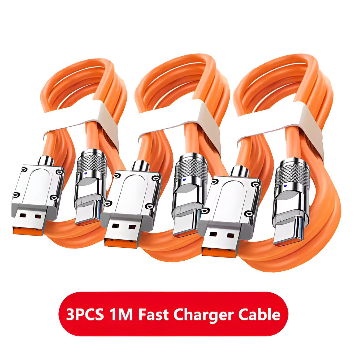 3PCS 120W Type-C Fast Charging Cables – Liquid Silicone USB Data Wires Set Mobile Arcade Ltd