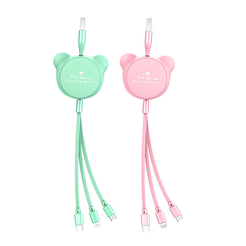 Cute Telescopic Bear With Three Data Cables Mobile Arcade Ltd