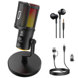 USB/XLR Dynamic Microphone with RGB, Mute Button & Headphone Jack