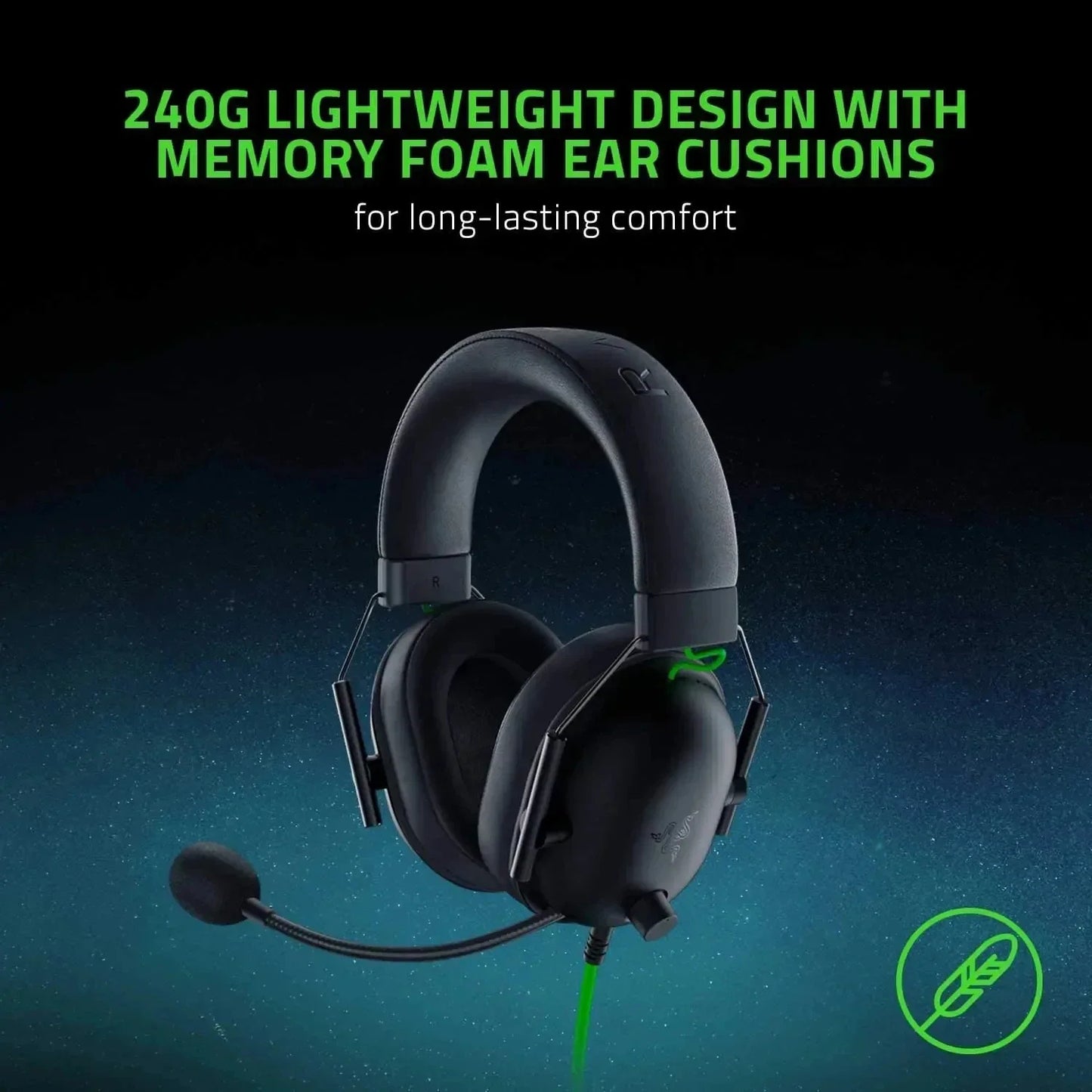 Razer BlackShark V2 X Wired Gaming Headset with 7.1 Surround Sound – PC & Console