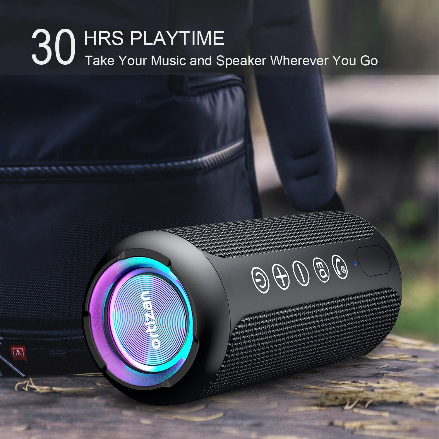 Portable Bluetooth Speaker with Lights, HD Stereo, IPX7 Waterproof, TWS
