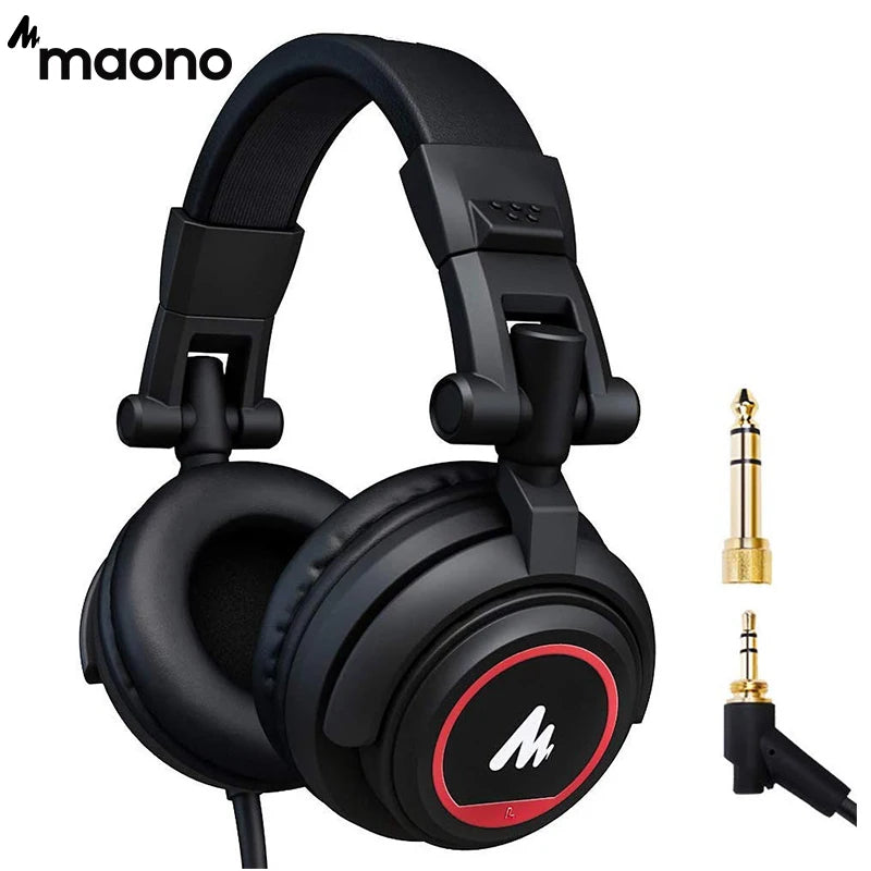 Maono Over-Ear Studio Monitor Headphones with 50mm Drivers & Foldable Design