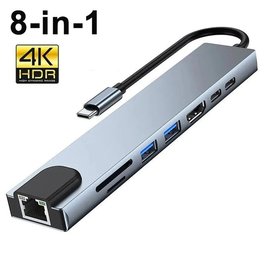 8-in-1 USB C Hub Docking Station with HDMI, RJ45, SD/TF, PD for Mac/iPad, NEW Mobile Arcade Ltd