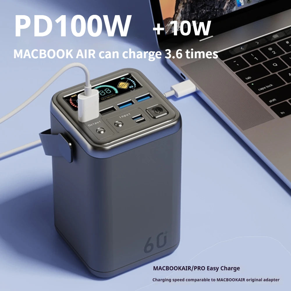 60000mAh PD100W Power Bank | Large-Capacity USB-C Fast Charging Portable Power Station for MacBook, Laptop & Mobile Devices