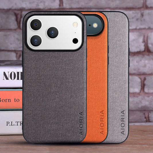 Luxury Textile Leather Case for iPhone 17 Pro Max / 17 Air – Slim Fashion Coque