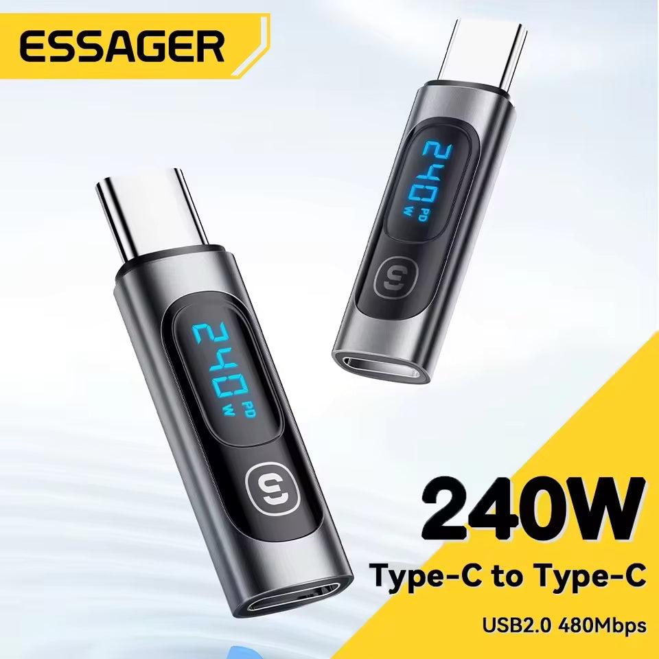 Essager 240W USB-C Adapter with Digital Display, OTG, 100W PD – Type-C to C Mobile Arcade Ltd
