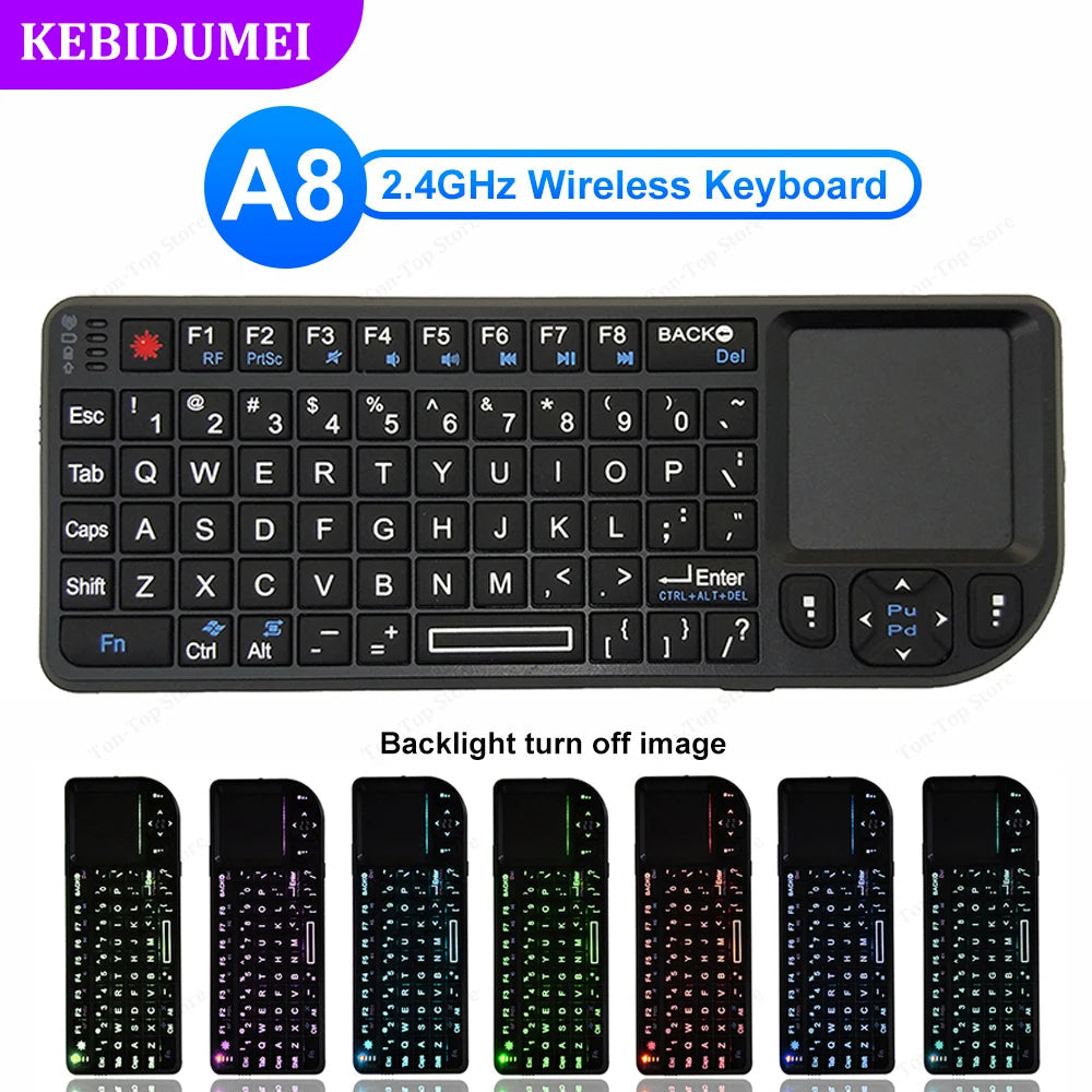 A8 2.4G Wireless Mini Keyboard with Touchpad & 7-Colour RGB Backlight Mobile Arcade Ltd